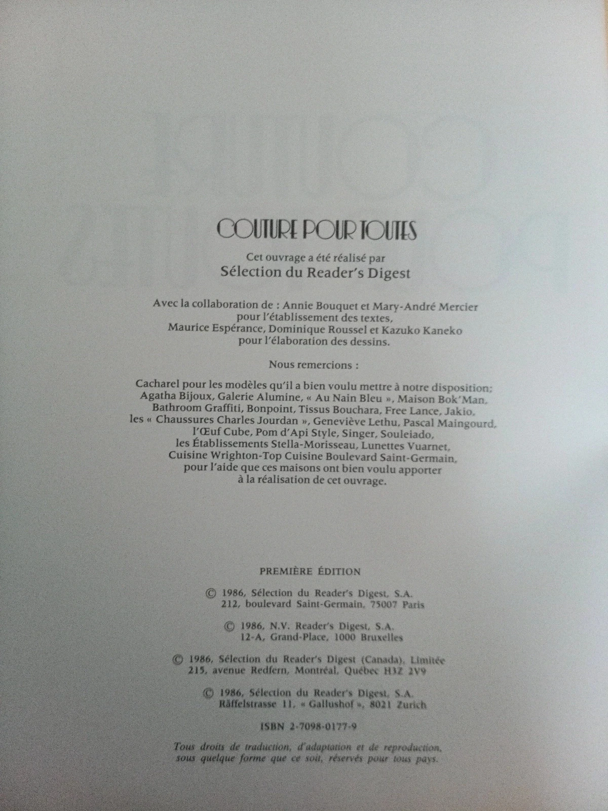 Libro "Couture pour Toutes" Selección del Reader's Digest (Con patrones) – photo 3